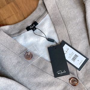 Rails V-Neck Button down fleece cardigan MEDIUM color Latte Heather